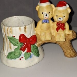 Lego Holiday Bear Candle Holder with Red and Green Accents